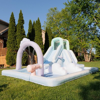 Dreamy Blue and White Inflatable Water Slide with Pool