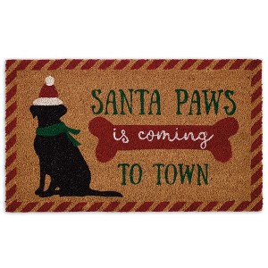 Design Imports Christmas Pet Coir Door Mat, Non-Slip PVC Backing, Santa Paws - 1 of 4