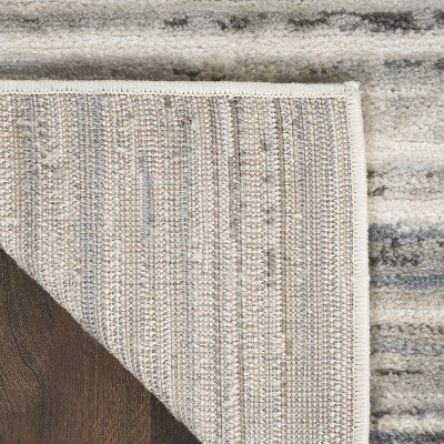 Ivory Grey Blue Abstract Synthetic 5' x 7' Area Rug