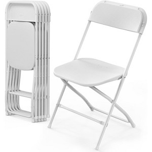 VINGLI 6 Pack White Plastic Folding Chair, Indoor Outdoor Portable Stackable Commercial Seat with Steel Frame for Events Office Wedding Party - 1 of 4