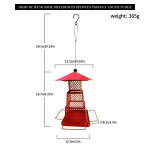 Red iron telescopic square bird feeder - 1 of 4