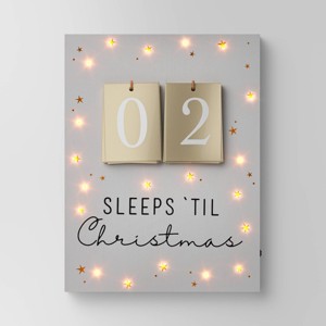 18.7" Lit 'Sleeps 'til Christmas' Wood Countdown Sign Cream - Wondershop™ - 1 of 4