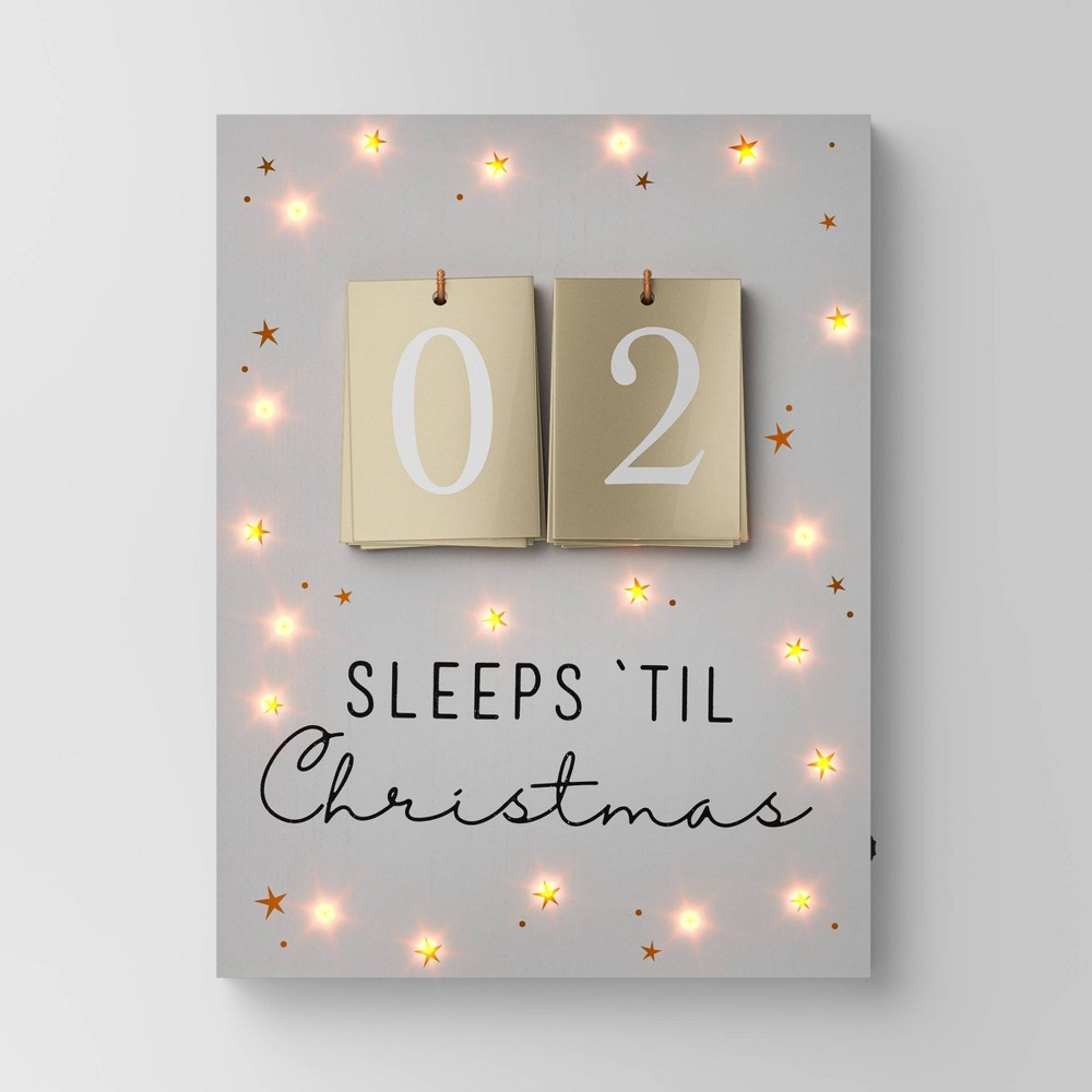 18.7 Lit Sleeps til Christmas Wood Countdown Sign Cream - Wondershop