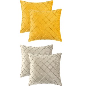 Unique Bargains Solid Geometric Textured Cushion Home Decor 4 Pcs Soft Velvet Decorative Pillow Covers for Bed Sofa - 1 of 4
