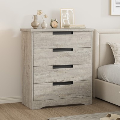 4 Drawer Dresser for Bedroom, Dresser Chest of Drawers with Embedded Handles Design, Wooden Dresser Organizer for Living Room, Nursery, Hallway