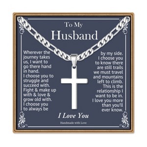 Turandoss Silver Cross Necklace for Men Boys, Birthday, Halloween, Christmas, New Year, Graduation, Father's Day Gifts for Boy Men Son Dad, 20In - 1 of 4