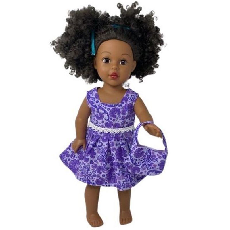 Doll Clothes Superstore Pretty Purple Dress With Purse Fits 18 Inch Girl Dolls Like American Girl Our Generation My Life Dolls, 2 of 5
