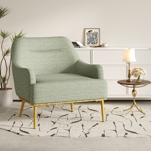 Modern Accent Chair Upholstered Armchair Single Sofa Chair Reading Chair with Curved Backrest and Gold Metal Legs - ModernLuxe - 1 of 4