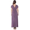 24seven Comfort Apparel Womens Flutter Sleeve Metallic Knit Maxi Dress Front Slit Empire Waist - 3 of 4