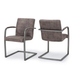 Alta Upholstered Arm Chair (Set of 2) - Grey/Brown - Christopher Knight Home, Gray
