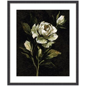 Kate and Laurel Framed Art Moody Floral 2 by Annie Quigley, 21x25, Stylish Black Narrow - 1 of 4