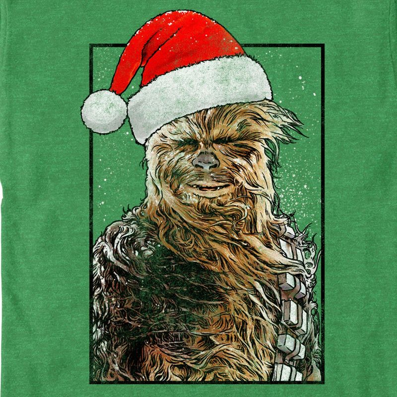 Men's Star Wars Christmas Chewbacca Santa Hat Portrait T-Shirt, 2 of 4