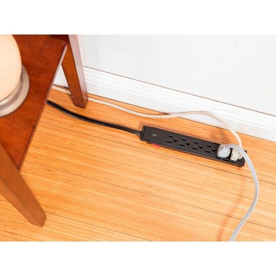 Black Heavy Duty 6 Outlet Surge Protector Power Strip