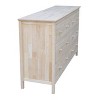 Dresser with 6 Drawers Unfinished - International Concepts: Solid Parawood Bedroom Storage - 4 of 4