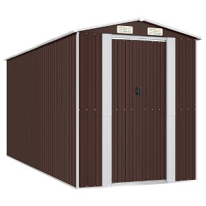 vidaXL Outdoor Garden Shed, Galvanized Steel Storage Solution, Dark Brown, Spacious for Pool Accessories & Garden Tools, Rust-Proof, Easy Assembly - 1 of 4