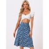INSPIRE CHIC Women's Print Floral Peasant Elastic Waist A-Line Midi Skirts - 3 of 4