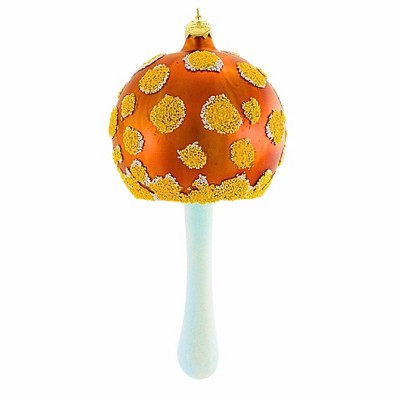 Morawski Large Gold Mushroom W/ Glittered Spots 8 Inch, Glass Ornament Toadstool Fungi Spring Summer 19326