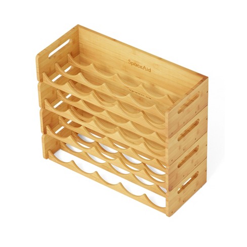 Cabinet Bottle Organizer Bamboo Water Bottle Organizer Rack (2 Pack ...