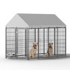 Akoasm 95.28 in. W Outdoor Large Metal Fence with Roof For Pets-Black - 3 of 4