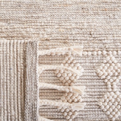 Ivory Wool Handwoven Flatweave 4'x6' Beach House Rug