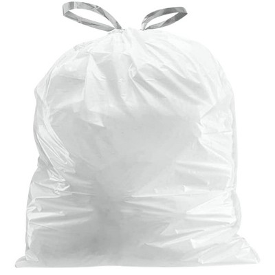 White Tear-Resistant Drawstring Trash Bags, 5.2 Gallon, 100 Count