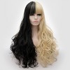 Unique Bargains Women's Curly Wigs 30" Gold Tone Black with Wig Cap - 4 of 4
