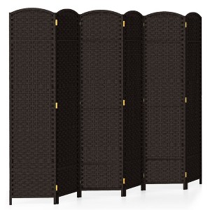 Tangkula 6-Panel Folding Room Divider Privacy Screen w/ Hand-woven Texture & Wood Frame - 1 of 4