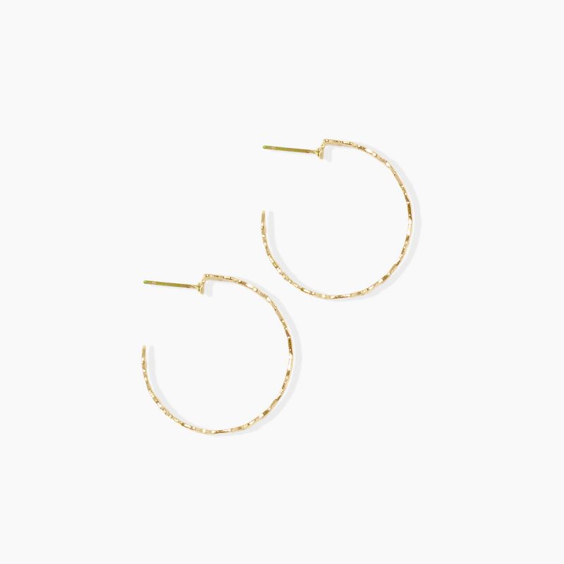 sanctuaire Statement Hammered Hoop Earrings Gold, 2 of 4