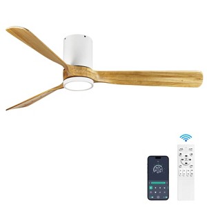 Wanze of Ocean 60 in. 3-Blade Indoor Flush Mount Ceiling Fan with APP Remote Control and Light, 3-Color Dimmable, Quiet DC Motor, 6 Speeds - 1 of 4