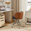 Karl Home Modern PU Swivel Chair Armless Adjustable Rolling Office Desk Chair with Wheels and Backrest Support in black and brown - 2 of 4