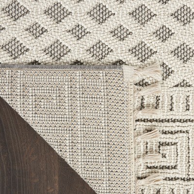 Ivory/Gray Geometric Braided Rectangular Synthetic Rug