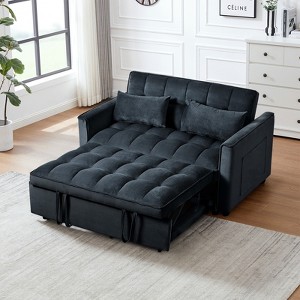 FONTOI 3 in 1 Pull out Sofa, Reversible Sleeper, Convertible Couch Bed with Adjustable Backrest Pillows&Pockets for Home, Black, 52.75"*31.1"*33.46" - 1 of 4