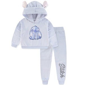 Disney Lilo & Stitch Girls 2 Piece Velour Hoodie with Ears and Pants Set for Big Kids - 1 of 4