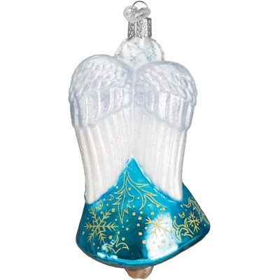 Hand-Painted Glass Angel Ornament with Blue Gown