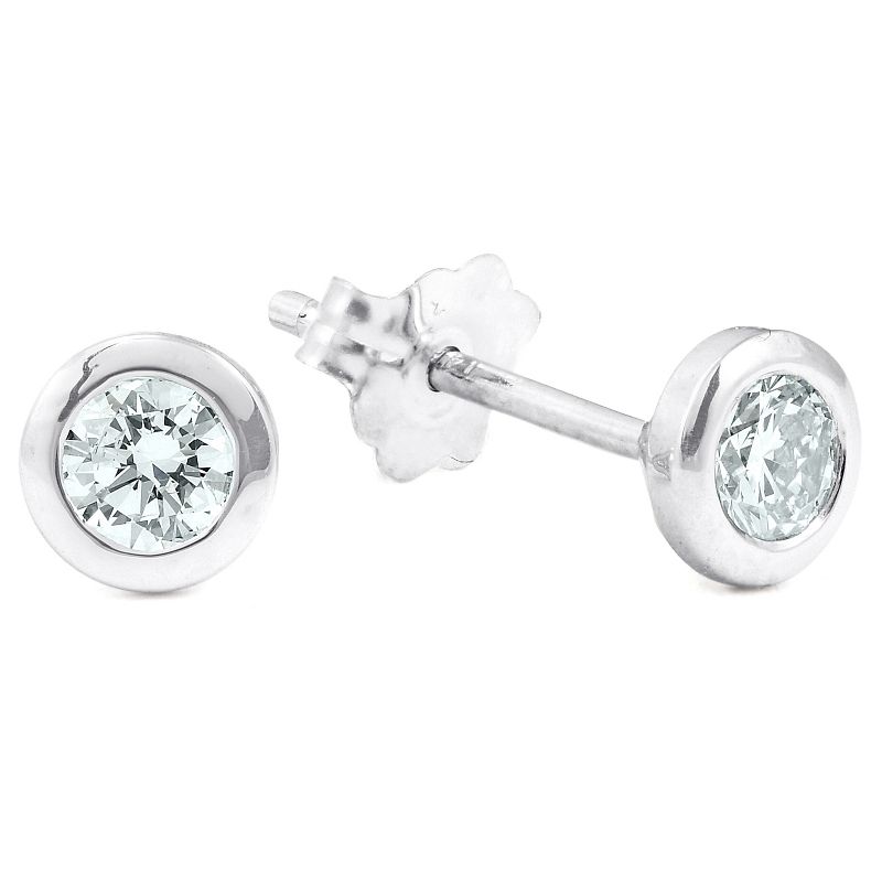 Pompeii3 1/4 ctw 14k White Gold Diamond Bezel Martini Stud Earrings Lab Created, 2 of 4