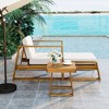 Akoasm Teak Outdoor Lounge Set with Chair & Footstool for Terrace, Balcony & Garden-Beige - 3 of 4