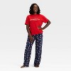 Women's Santa Print Microfleece Holiday Matching Family Pajama Pants - Wondershop™ Navy Blue - 3 of 4