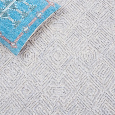 Gray Geometric Hand-Tufted Wool Area Rug 5' x 8'