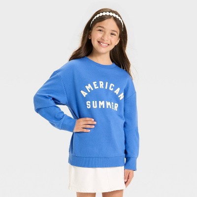 Girls' 4th of July Pullover Sweatshirt - Cat & Jack™ Blue