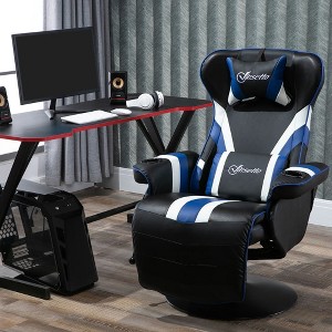 Resenkos Recliner,Lounge Chair,Gaming Chair, Racing Style Computer Recliner With Lumbar Support, Footrest And Cup Holder,Black Black, Blue, White - 1 of 4