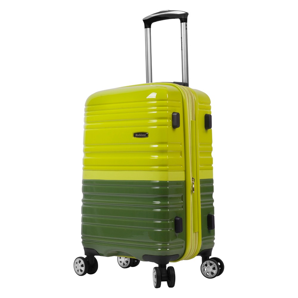 Photos - Luggage Rockland Melbourne Expandable Hardside Carry On Spinner Suitcase - Lime/Gr 