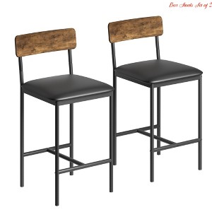 Kitchen Island Bar Stools Set of 2, Counter Height Bar Stools w/Back & Upholstered Wider Seat, Kitchen Barstools with Footrest - 1 of 4