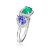 Ross-Simons 0.60 Carat Emerald and .40 Carat Tanzanite Toi Et Moi Ring With .20 ct. t.w. Diamonds in 14kt White Gold - 3 of 4