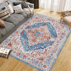 Soft, Durable Boho Area Rug – Large, Stain Resistant, Machine Washable, Non-Slip Vintage Carpet for Living Room, Kitchen, Nursery - 1 of 4