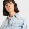 Women's Long Sleeve Star Embroidered Western Shirt - Universal Thread™ Light Wash - 4 of 4