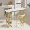 55.1" Modern White Kitchen Bar Height Dining Table Wood Breakfast Pub Table With Gold Base & 2 Shelves, Easy To Assemble, For Kitchen Living Room - 3 of 4
