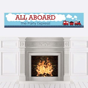 Big Dot of Happiness Railroad Party Crossing - Steam Train Happy Birthday Decorations Party Banner - 1 of 4