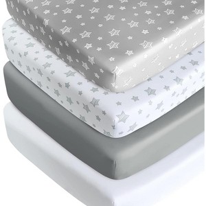 LISM 4 Pack Fitted Crib Sheet for Standard Size Crib and Toddler Mattresses - 1 of 4