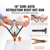 VEVOR Rivet Nut Tool, 16 inch Rivnut Tool Kit with 13PCS Metric and SAE Mandrels, 186PCS Rivet Nuts, Semi-auto Retraction, Orange - 3 of 4