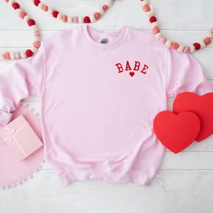 Simply Sage Market Women's Graphic Sweatshirt Embroidered Babe Heart - 1 of 1